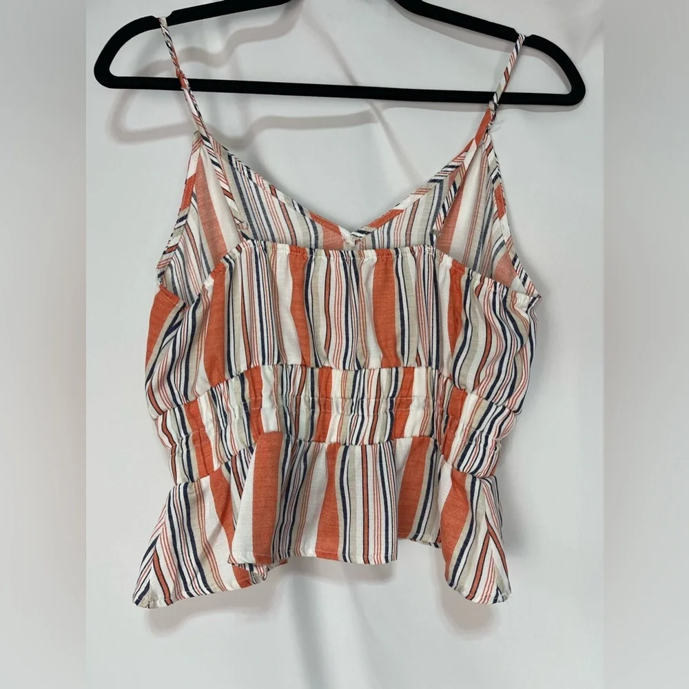 Sage the labor orange white stripes peplum cropped spaghetti straps tank top M - Picture 14 of 14
